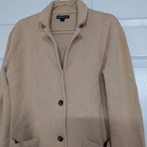 J Crew Mercantile Sweater Blazer Womens Size Small Tan Camel Notch Collar G9309 - Picture 2 of 9